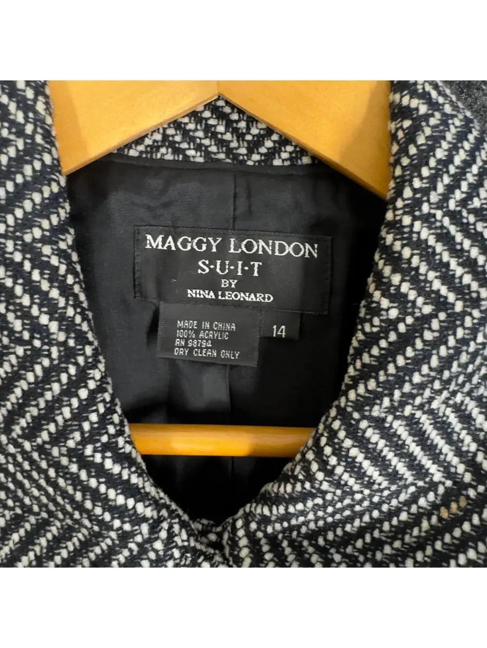 Maggy London Pea Coat Women 14 Black Striped Button Collared Long Sleeve Casual
